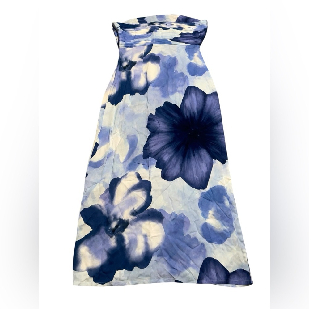 NWT women’s SUMMER AWAY blue floral bloom Como strapless maxi dress size X large - Picture 3 of 11